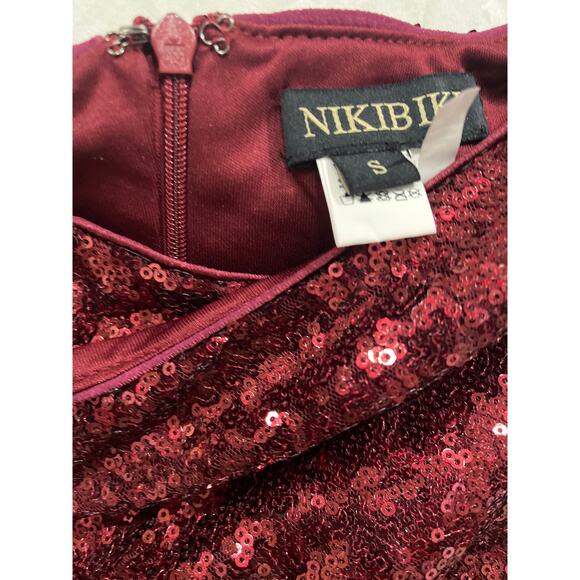 Nikibiki Sequin Tank Cocktail Party Ruffle Dress Women’s Small Ruby Wine - Picture 2 of 10